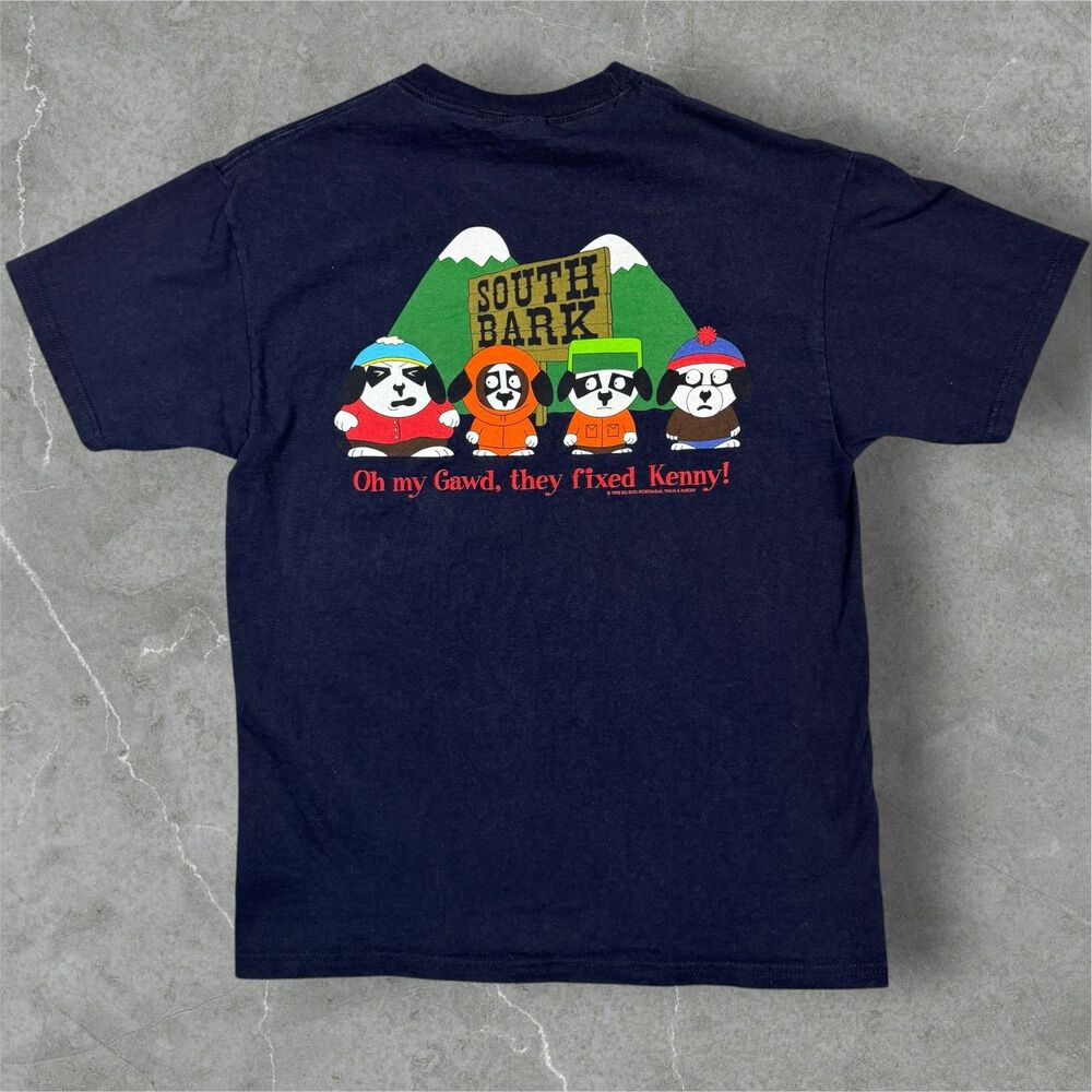 Vintage 90s Big Dogs South Bark They Fixed Kenny South Park Parody Tee - Medium
